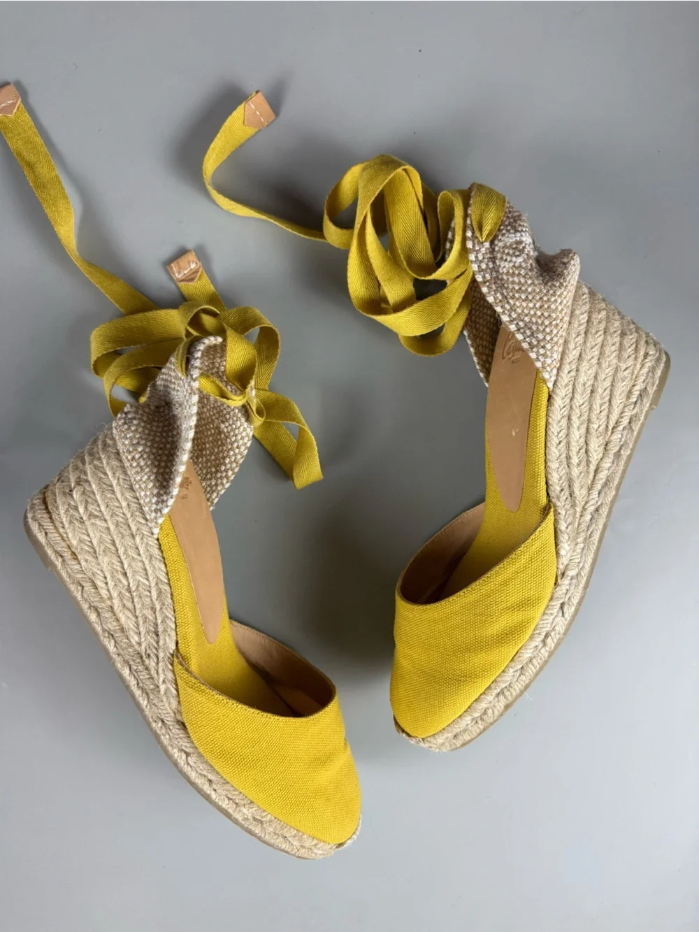 Castañer Carina Canvas Espadrille Wedge Sandals Castaner Butter Yellow 37 / 6.5